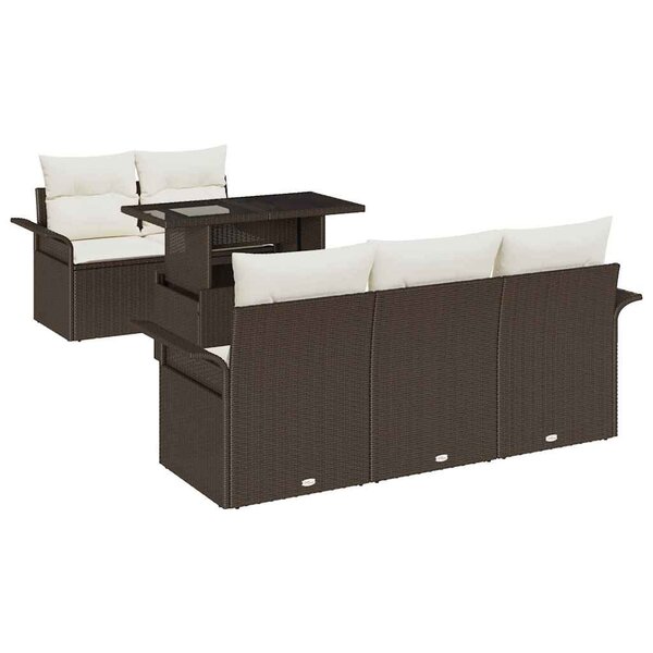 vidaXL Ensemble de canapé de jardin 6 Pièces Marron Poly rotin