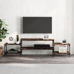 vidaXL Meuble TV chêne fumé 197x35x52 cm bois d'ingénierie