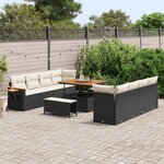 vidaXL Ensemble de canapé de jardin 11 Pièces Noir polyrotin