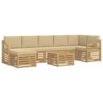 vidaXL Ensemble de canapés d'extérieur 8 Pièces Blanc et Beige