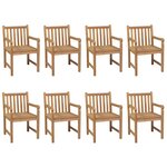 vidaXL Chaises de jardin lot de 8 avec coussins rouge Bois teck solide