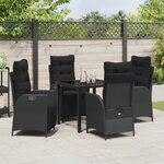 vidaXL Ensemble de salle à manger de jardin 5 pièces Noir Poly Rattan