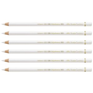 Crayon de couleur polychromos mine 3 8mm à l'huile blanc x 6 faber-castell