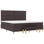 vidaXL Lit à Ressorts avec Matelas & Banc Marron Foncé 200x200 cm Tissu