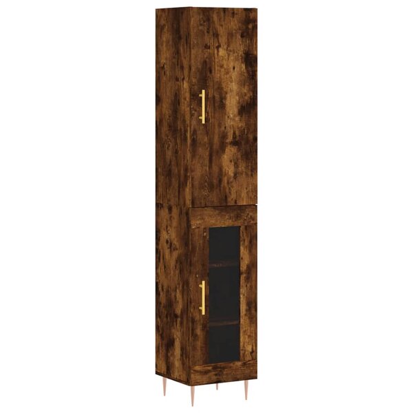 vidaXL Buffet haut Chêne fumé 34 5x34x180 cm Bois d'ingénierie