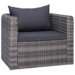 vidaXL Salon de jardin 9 Pièces avec coussins Résine tressée Gris