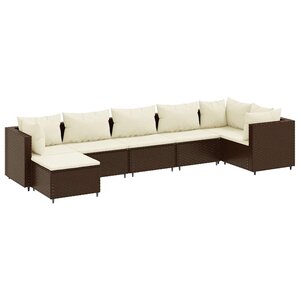 vidaXL Salon de jardin avec coussins 7 Pièces marron résine tressée