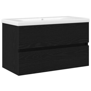 vidaXL Meuble de Lavabo de Salle de Bain Chêne noir 80 x 39 x 62 cm