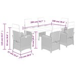 vidaXL Ensemble à manger de jardin et coussins 7 Pièces gris rotin