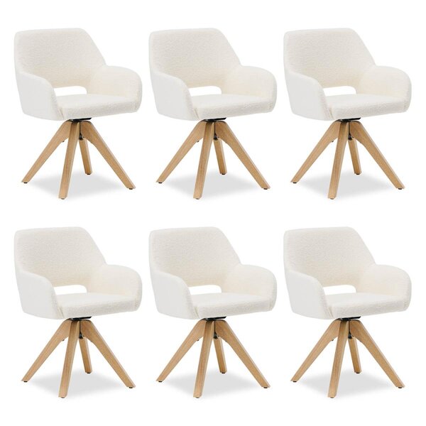 Chaise rembourrée Tissu Teddy Blanc - 6 pièces