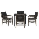 vidaXL Ensemble de 5 Chaises de Salle à Manger de Jardin avec Coussins Gris Poly Rattan