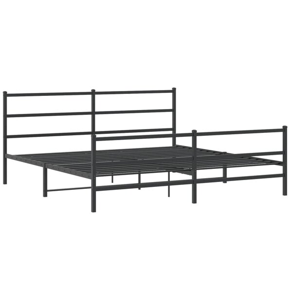 vidaXL Cadre de lit métal avec tête de lit/pied de lit noir 193x203 cm