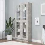vidaXL Armoire à vitrine Gris béton 82 5x30 5x185 5 cm Bois ingénierie