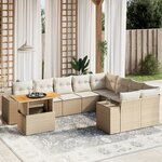 vidaXL Salon de jardin avec coussins 10 Pièces beige résine tressée
