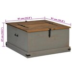vidaXL Coffre de rangement HALDEN gris 91x91x47 cm bois massif pin