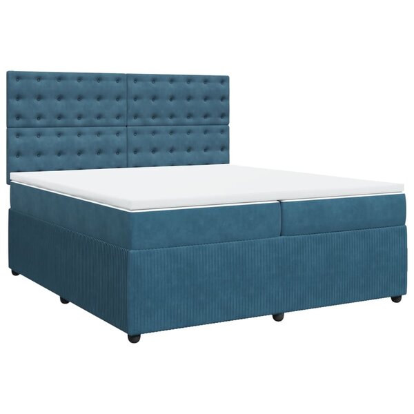 vidaXL Sommier à lattes de lit et matelas Bleu foncé 200x200cm Velours