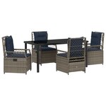 vidaXL Set de Salle à Manger de Jardin 5 Pièces en Rattan Poly Gris