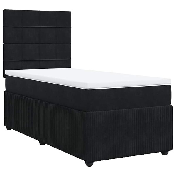 vidaXL Sommier à lattes de lit avec matelas Noir 100x200 cm Velours