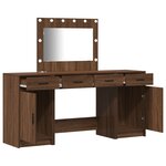 Ensemble coiffeuse 3 pièces avec LED en bois d'ingénierie chêne noir