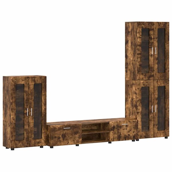 vidaXL Ensemble meuble TV FLORIN Chêne fumé Bois d'ingénierie