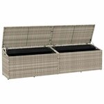 vidaXL Boîte de rangement de jardin gris clair 220x50x58 cm rotin