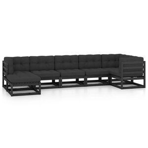 vidaXL Salon de jardin 7 Pièces avec coussins Bois de pin massif