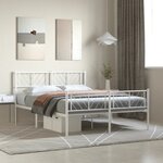 vidaXL Cadre de lit métal sans matelas et pied de lit blanc 140x200 cm