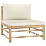 vidaXL Salon de jardin 9 Pièces avec coussins blanc crème bambou