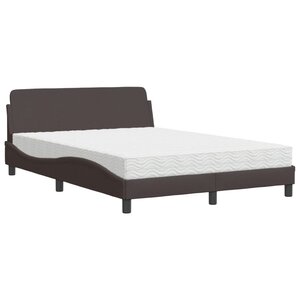 vidaXL Lit avec matelas marron foncé 140x200 cm tissu
