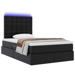 vidaXL Lit avec rangement et LED Noir 120 x 190 cm Simili cuir