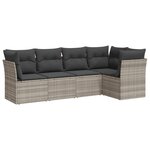 vidaXL Salon de jardin 5 Pièces avec coussins gris clair résine tressée