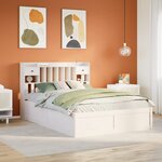 vidaXL Cadre de lit sans matelas blanc 140x190 cm bois de pin massif