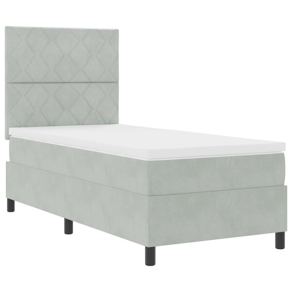 vidaXL Lit à ressorts avec matelas et lumière LED gris clair 90x190 cm en velours