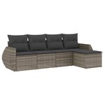 vidaXL Salon de jardin 5 Pièces avec coussins gris résine tressée