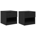 vidaXL Armoire de lit avec tiroir 2 Pièces Chêne noir 40 x 39 x 40cm