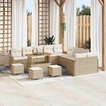 vidaXL Ensemble de canapé de jardin 14 Pièces Beige polyrotin
