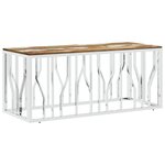 vidaXL Table basse argenté acier inoxydable/bois massif récupération