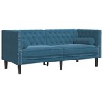 vidaXL Ensemble de canapé Chesterfield et traversins 3Pièces bleu velours