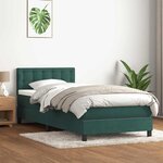 vidaXL Sommier à lattes de lit et matelas et LED vert foncé 80x220 cm velours