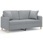 vidaXL Canapé 2 places avec oreillers gris clair 140 cm tissu