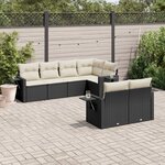 vidaXL Salon de jardin 7 Pièces avec coussins noir résine tressée