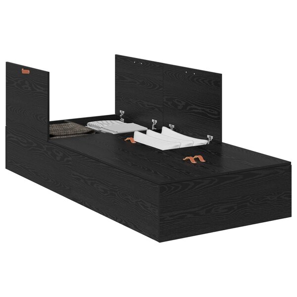 vidaXL Cadre de lit de rangement Noir Chêne 90x200 cm