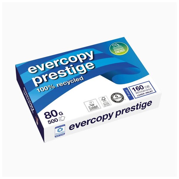 Ramette 500 Feuilles Papier Evercopy Prestige 100  Recyclé A4 80g Blanc 160CIE CLAIRALFA