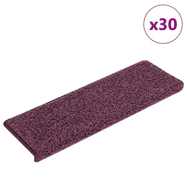 vidaXL Tapis d'escalier 30 pièces 65 x 21 x 4 cm Violet foncé Bord rectangulaire