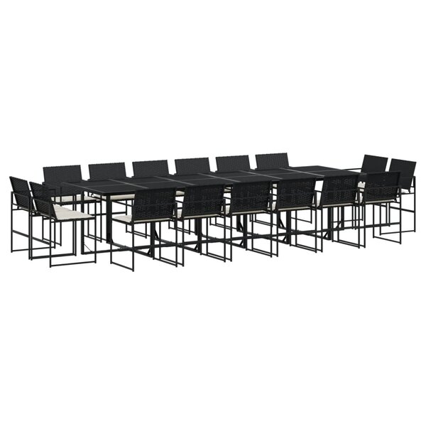 vidaXL Ensemble à manger de jardin 17 Pièces coussins noir résine tressée