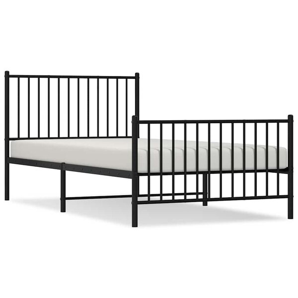 vidaXL Cadre de lit métal sans matelas et pied de lit noir 100x200 cm