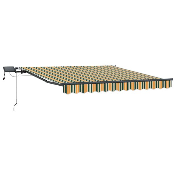 vidaXL Auvent Rétractable Vert et jaune 350 x 250 cm tissu