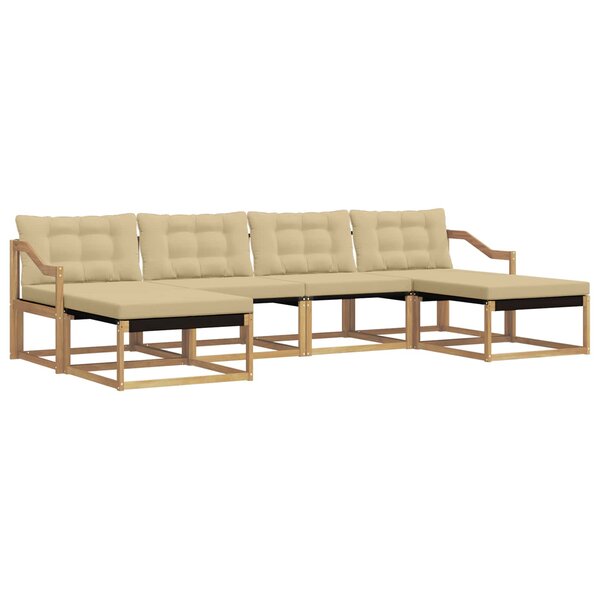 vidaXL Ensemble de canapés d'extérieur 6 pc Blanc et Beige