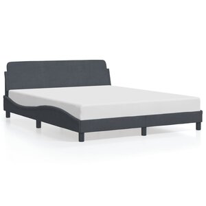 vidaXL Cadre de lit Dover gris foncé 152x203 cm velours