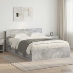 vidaXL Cadre de lit avec rangement Gris béton 140 x 190 cm